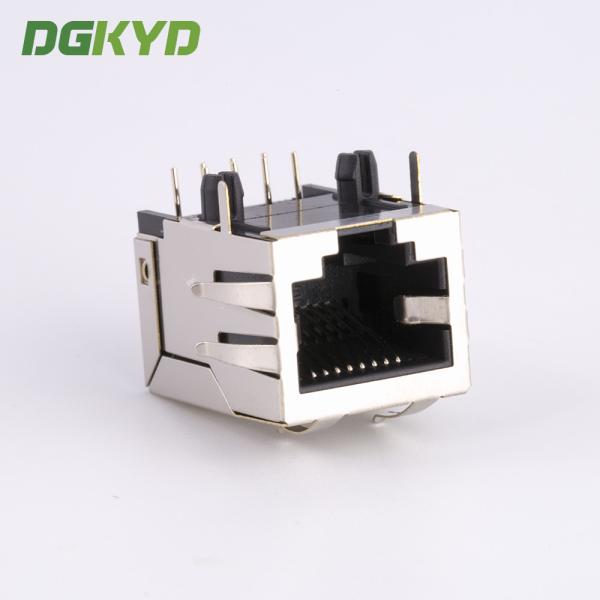 O padrão parte o único conector do protetor rj45 do ângulo direito do porto sem transformador
