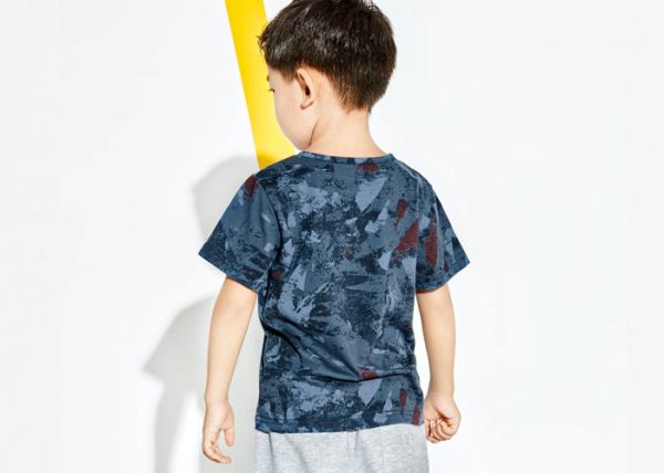 Simple V Neck Boys Short Sleeve T Shirts , Boys Summer Clothes Reactive Printing