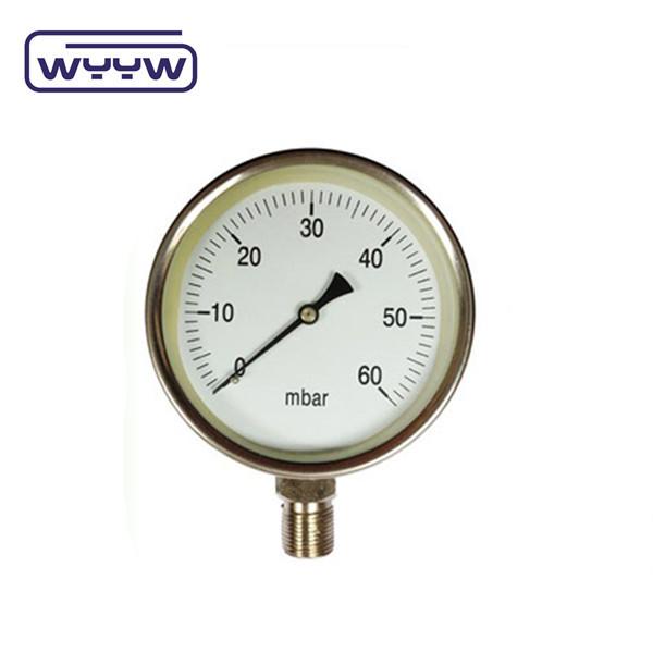 0-15 Kpa MmAq Capsule Pressure Gauge Connexion au fond en acier inoxydable