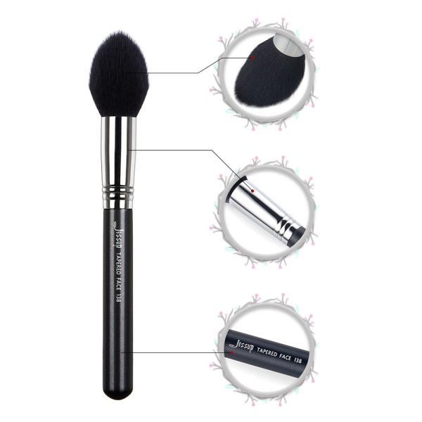 Copper Ferrule 1pc Tapered Face Brush Synthetic Black Fibre Hair