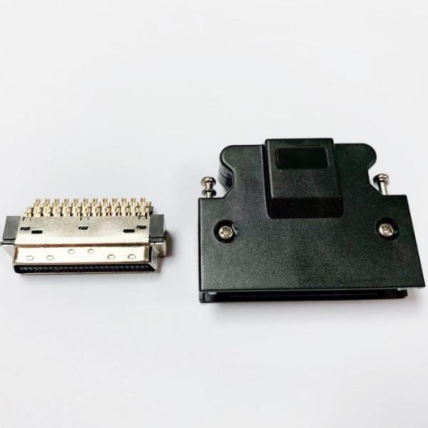 SCSI 50P Male Solder Type Full Gold Plated Connector With Plastic Shell