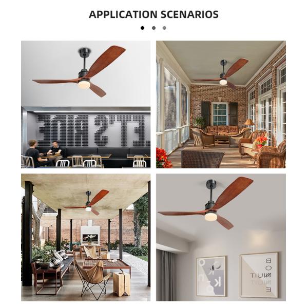 Fashion Adjustable 65W 60 Inch 3 Blade Ceiling Fan Light 1500lm