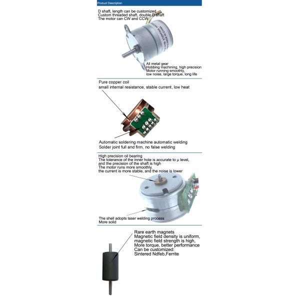 Hofon 25mm SM25-024S DC high torque Stepping reduction Stepper Two Phase Geared Stepper Motor with Gear 0.15° Step Angle