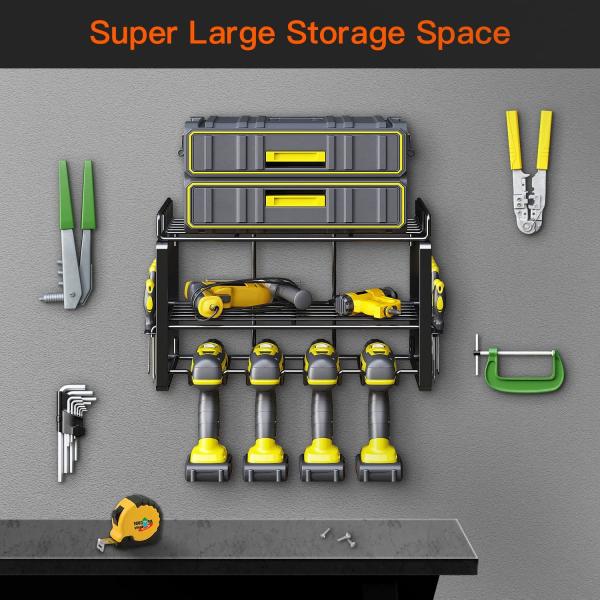 Effortlessly Organize and Access Power Tools with Floating Tool Shelves and Pegboard