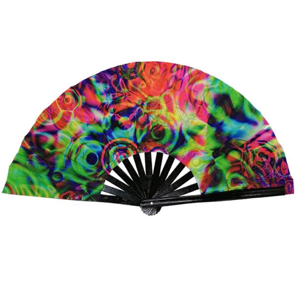 Large Bamboo Folding Hand Fan Custom Print Rave Festival Handheld Fan for Promotional Gifts