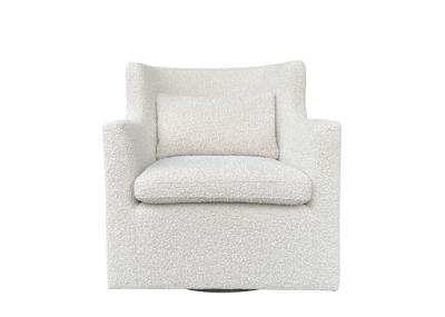 Corduroy Fabric Swivel Chair Beige Swivel Armchair High Back Winged Sides