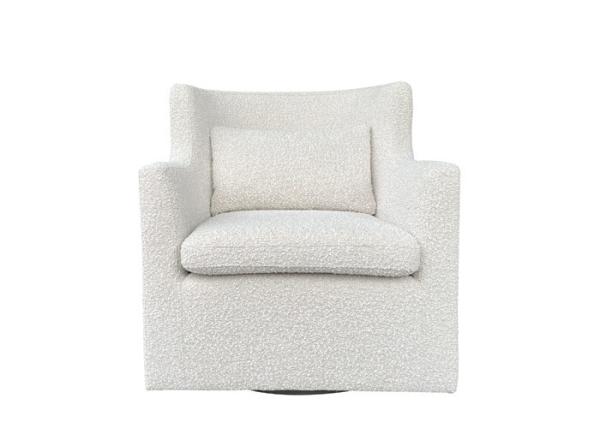 Corduroy Fabric Swivel Chair Beige Swivel Armchair High Back Winged Sides