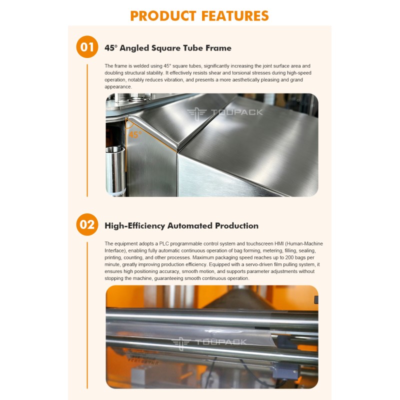Automatic Vertical Form Fill Seal Machine for 200g-1000g Food Packaging with 150 bags/min and Intelligent Control System
