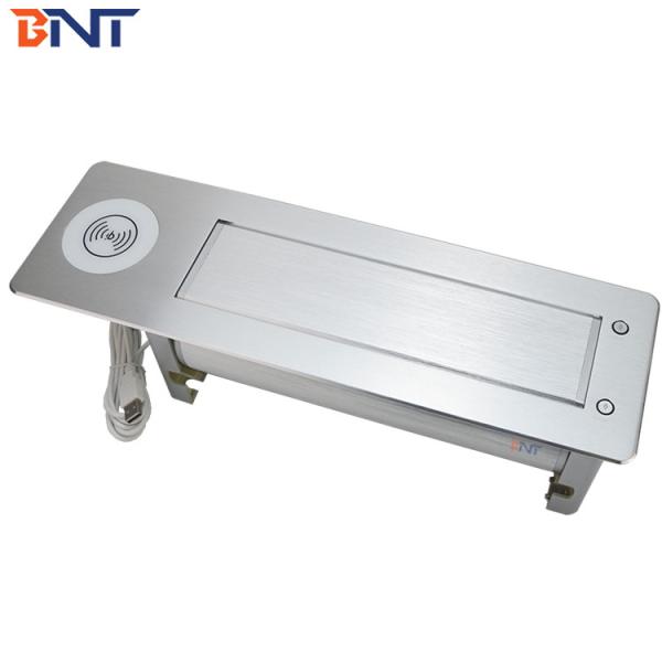BNT Factory customized hidden table design desk electrical flip up mounted socket with phone wireless charger