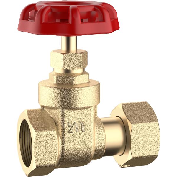 3101 Female x Flex. Female Water Meter Brass Gate Valve Sizes DN15 DN20 DN25 non-rising stem type w/ Cast-Iron Handwheel