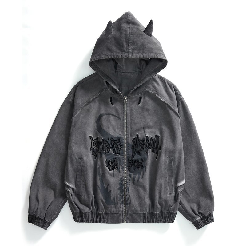 Hooded Red Grey With Hood mens casual leather jackets Windproof Fabric Hem Custom (YY-9709)