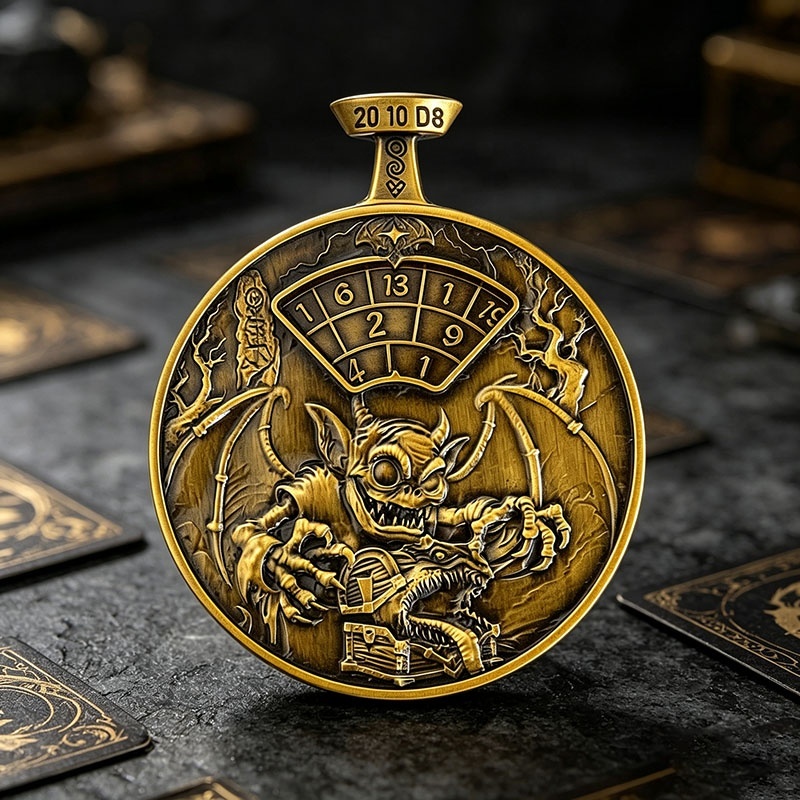 Solid Zinc Alloy Dual-Sided 3D Epic Dragon/Battle Relief Metal Dice Spinner with