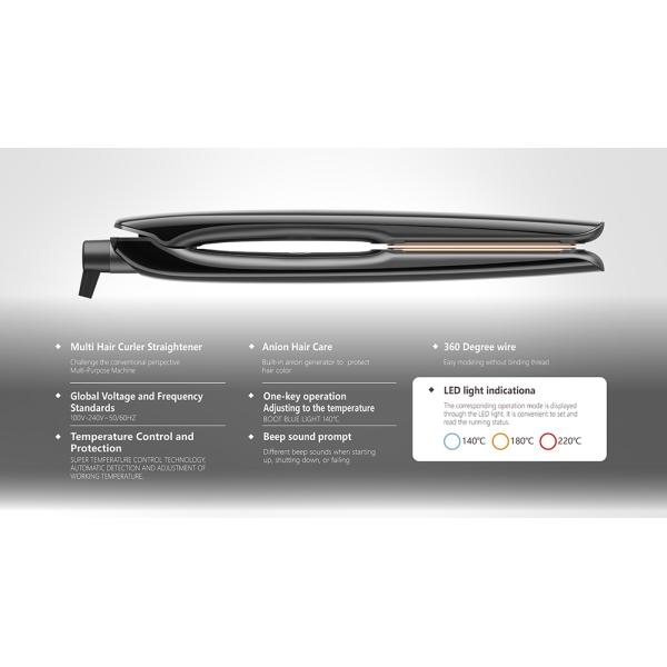 EMC FCC Portable Hair Straightener Ceramic Cordless Flat Iron