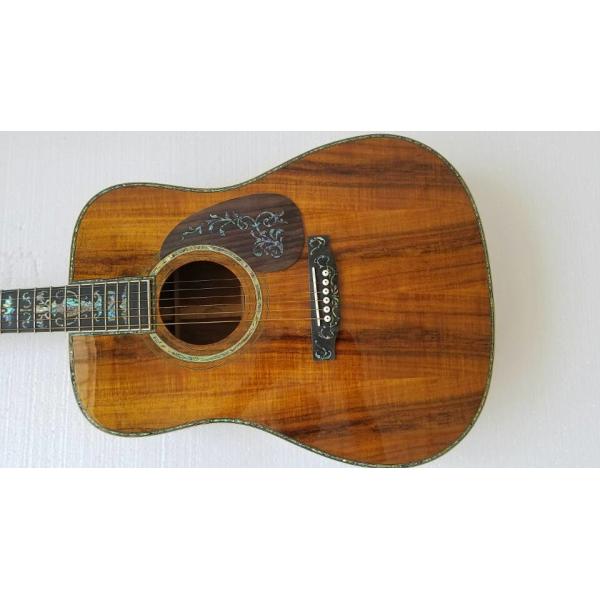 Real Abalone Inlay 41 Inch Koa Wood Round Body Classic Acoustic Guitar Free Shipping
