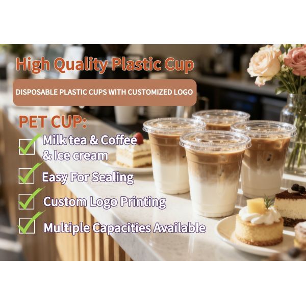 Multi-capacity Smoothie Cold Drink Iced Coffee Disposable PET Cup with Lid 