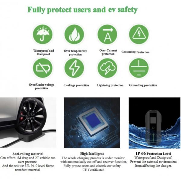 CE Type 2 To Schuko Portable EV Charger 16A 230V For E-Cars