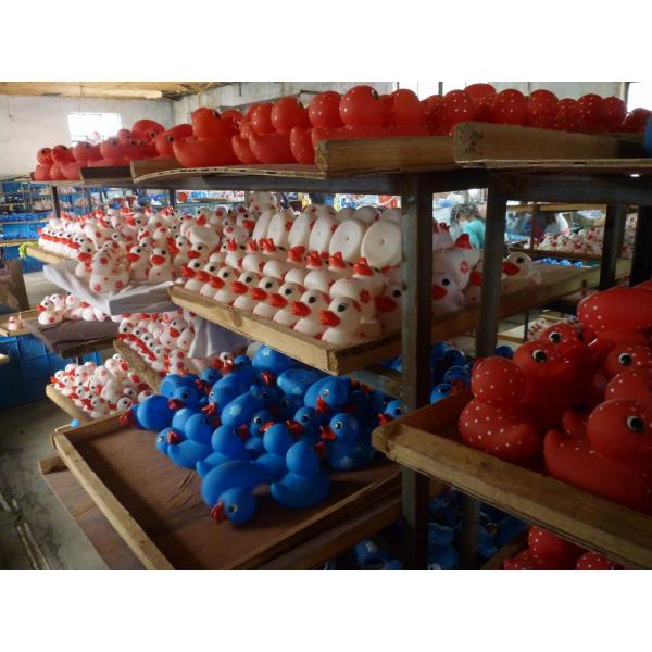 Soft Pad Painting Mini Rubber Ducks Baby Shower With Flower Painting / 10cm Length