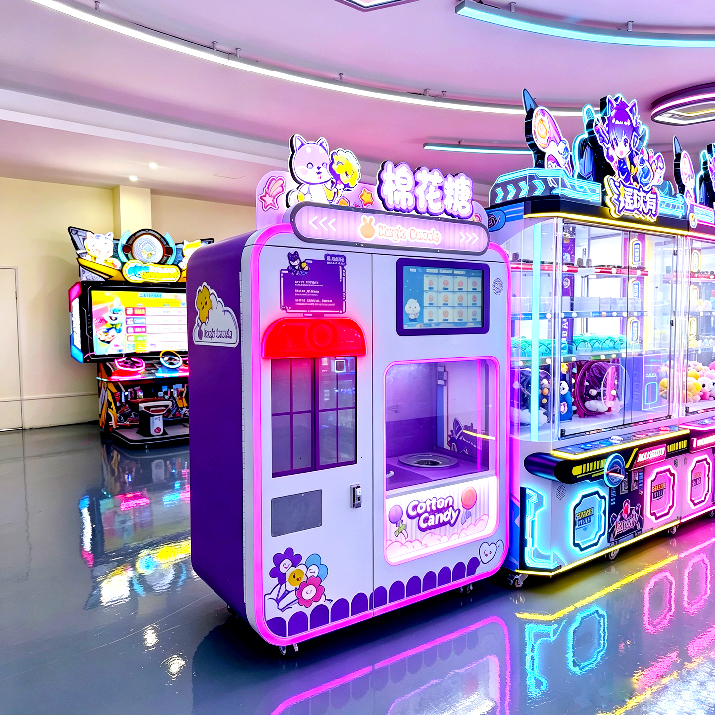 Robot Cotton Candy Automatic Vending Machine Metal Plate Absorption Cooling System QR Code/Token Acceptance Coin/Bill/Credit