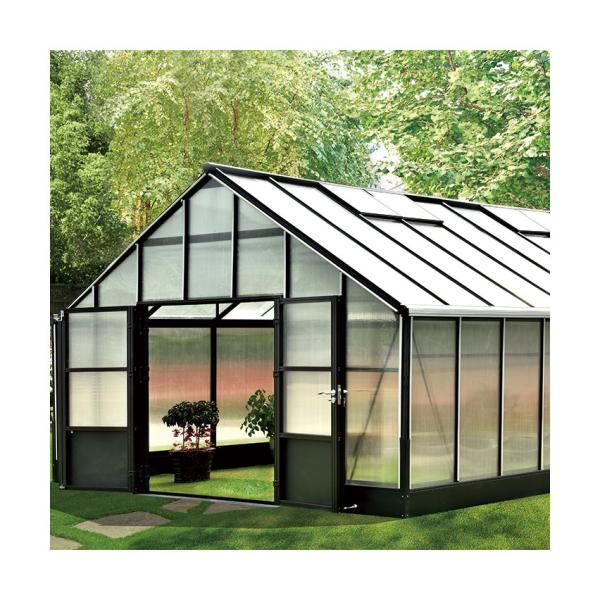 luxury hobby clear glass greenhouse,greenhouse kits with PC , heavy duty aluminum frame 14x14ft
