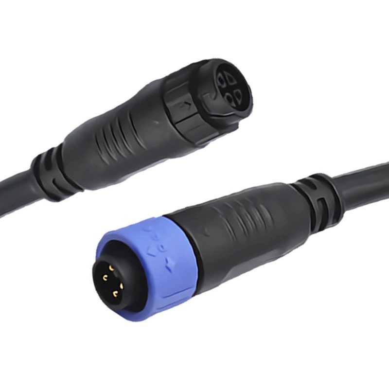 M16 4 Pin Male Plug And Female Socket IP68 Waterproof Quick Lock Connector For Outdoor Lighting