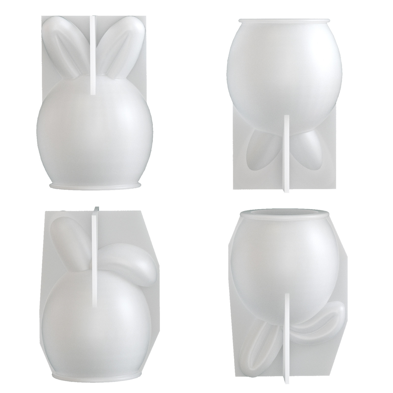 Easter Egg Rabbit Fold Ear Rabbit Straight Ear Rabbit DIY Aromatherapy Candle Rabbit Gypsum Silicone Mold