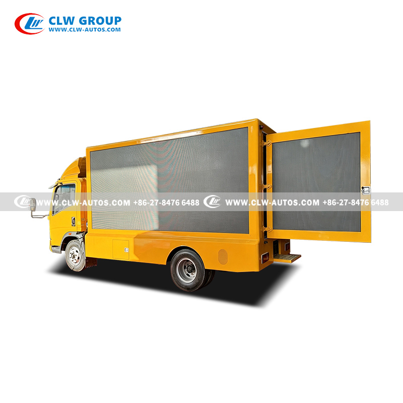 Sinotruk HOWO 4x2 LED Billboard Truck with Triple-Side P4/P5 LED Screens, Hydraulic Liftable Screens, and Foldable Stage