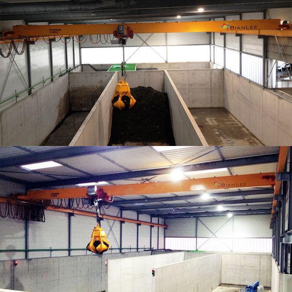 LDZ Type Garbage Handling Single Girder Overhead Crane with 1-20ton Lifting Capacity and Ground Control+Remote Control for A3-A4 Work Duty