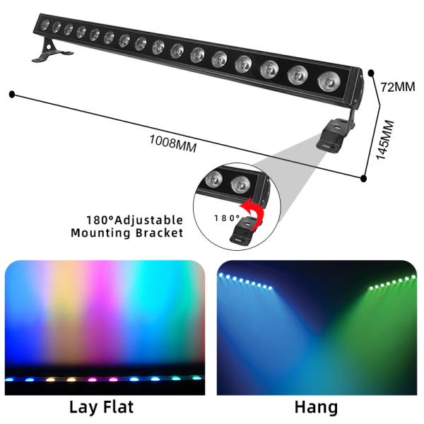 IP65 Outdoor 16x5W RGBW 4-in-1 LED Linear Wall Washer Bar Light DMX512 Stage Architecture Wash Lighting