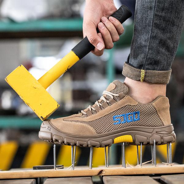 Stylish Safety Shoes With Steel Toe Cushioned Insole For Warehouse Factory Work