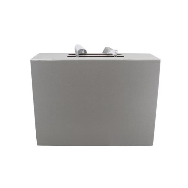 Silver Grey Luxury Folding Gift Boxes Oem Small Cardboard Gift Box With Long Strip
