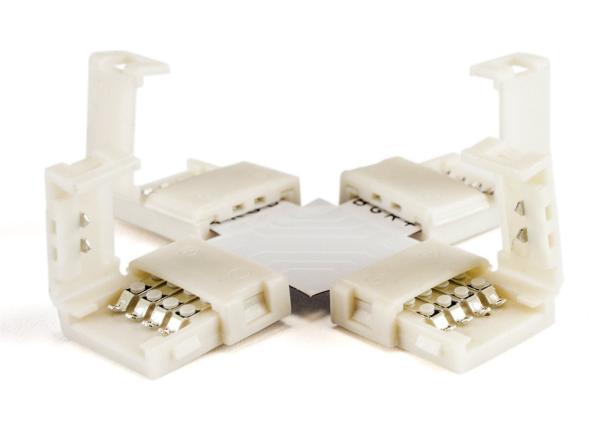 Gapless Angle LED Strip Connector 4 Pins + Shape 10 Mm Width Flexible