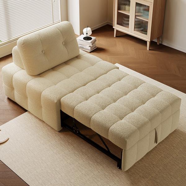 Sleeper Chair Bed, 3-in-1 Convertible Sofa with Throw Pillow, Pull Out Couch for Small Space Apartment