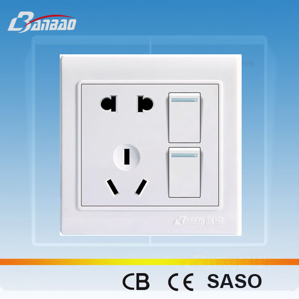 LK4020 2gang+ 2pole + 3pin light switch socket