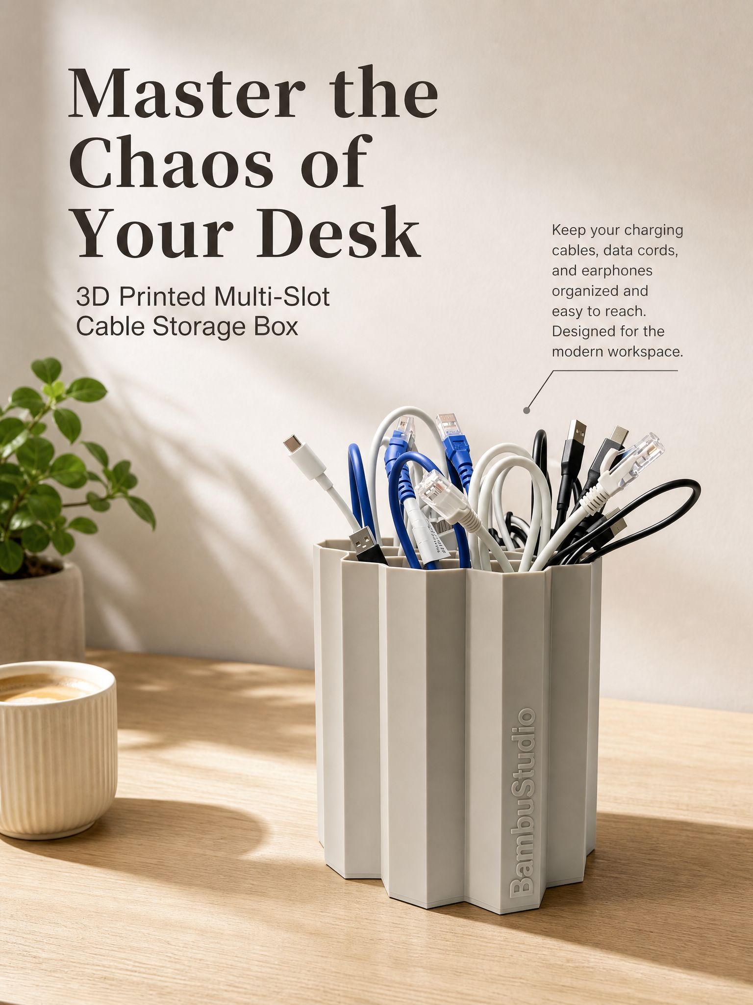 OEM 3D Printed Office Supplies Biodegradable Multicolor Charging Cable Holder