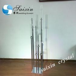 Tubos de vidro Rosa Ouro Metal Piso Candelabro Pilar Candelares Alto 175cm
