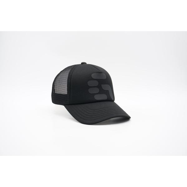 Black Mesh 5 Panel Sports Trucker Cap Men's and Women's Adjustable High Crown Foam Mesh Cap