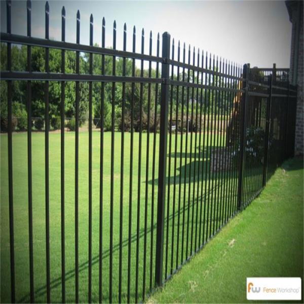 Black Powder Coated Decorative Metal Picket Fence Easily Assembled Steel Fence