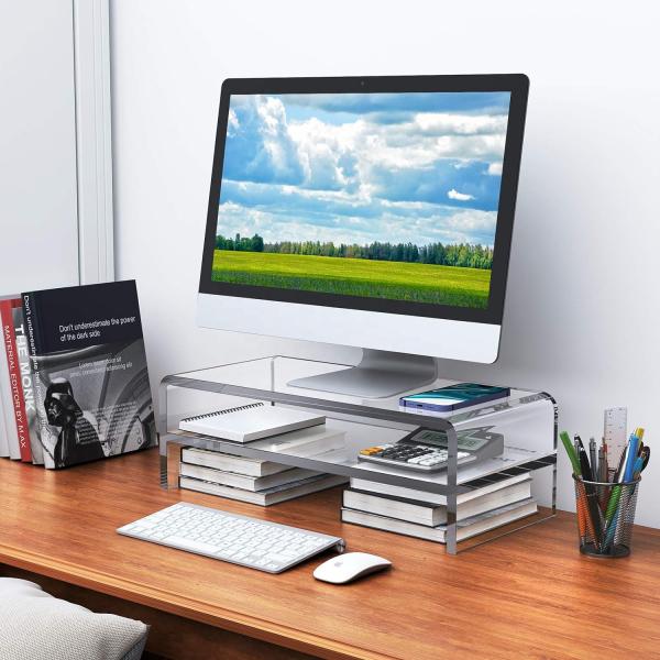 Transparent Acrylic Monitor Stand Display Rack for Home or Office Use