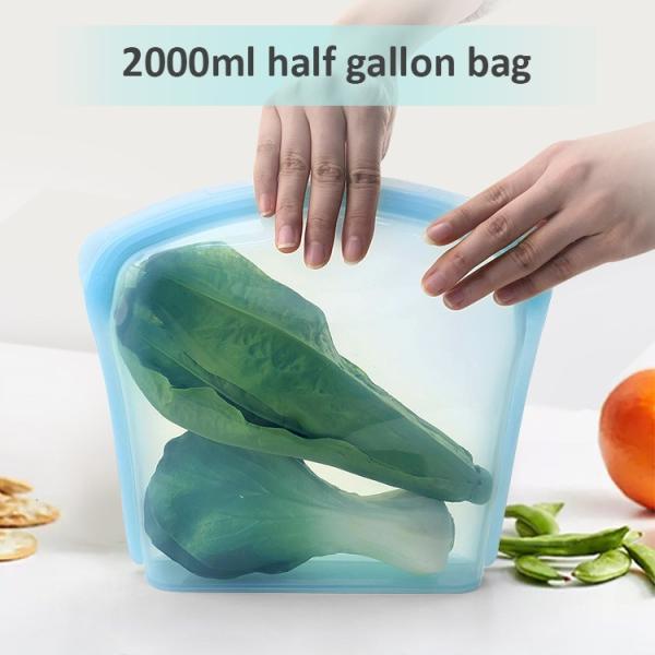 Sacs de conservation alimentaire réutilisables en silicone écologiques – Hermétiques, sans BPA et étanches – Sans danger pour le congélateur, le micro-ondes et le lave-vaisselle – Parfaits pour la préparation des repas, les restes, les aliments pour bébés et les voyages