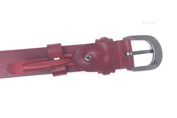 Soft Double Loop Women Leather Waist Belts With Single Prong Buckle