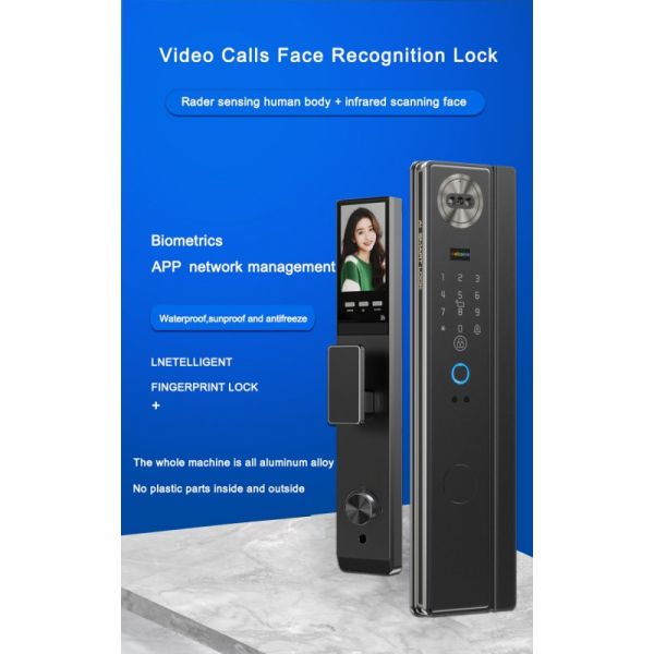 Waterproof Smart Face Recognition Door Lock with Video Intercom & App Control
