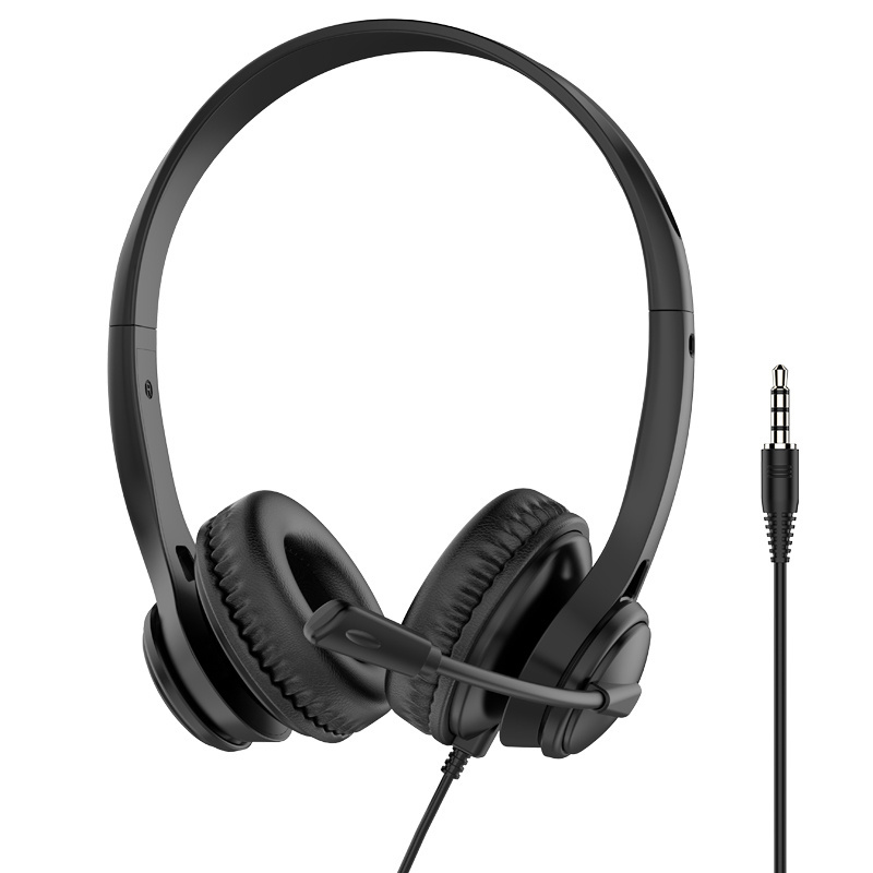 JTY-1225 Head mounted wired headphones with microphone, desktop laptop, online learning, office, customer service, call headset 3.5mm/Type-C/USB plug, supporting OEM/ODM customization service