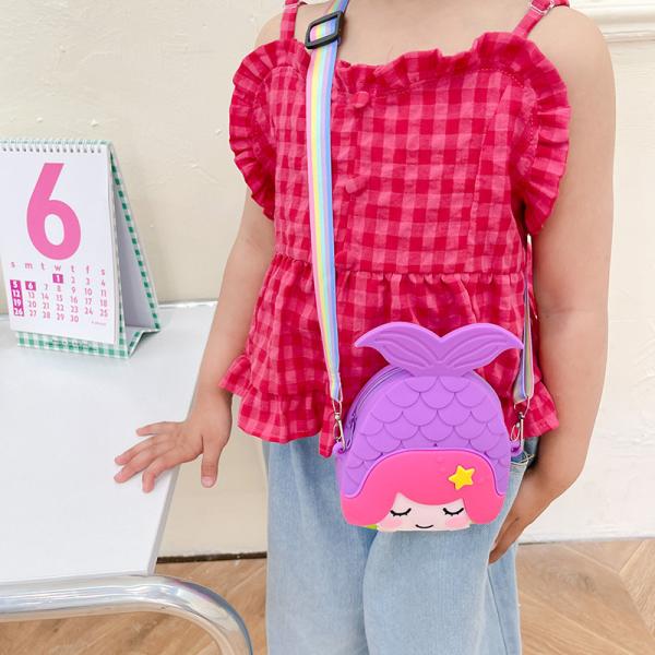 Mermaid Kids Crossbody Saco Moedas Bolsa Bolsa de Silicone Bolsa de Ombros Bolsa de Mão Com Ampla Faixa Ajustável Bolsa de Maquiagem Big Pop Bolsa