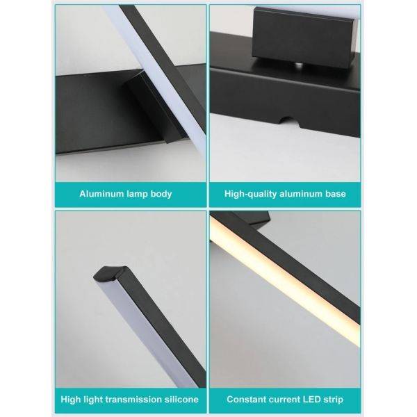 330° Rotatable LED Wall Light Minimalist black Bathroom Strip mirror front light(WH-MR-81)