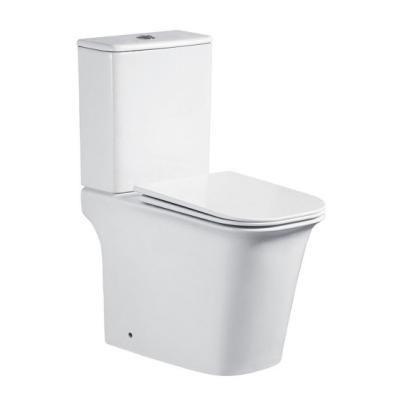 Sanitary Ware Water Closet Wash down Ceramic Bathroom Rimless P Trap Two Piece Toilet