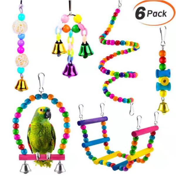 5 Packs Swing Chewing Hanging Vocalize Bird Perches Toys