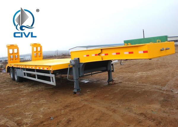 Flat Bed Container Semi Trailer Trucks Loading 40 - 50 Ton Fuwa Axle Jost Support Leg
