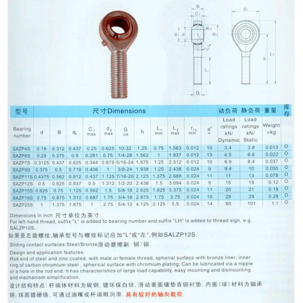 Rod End Bearings SA50ES,SA60ES ,SA70ES ,SA80ES