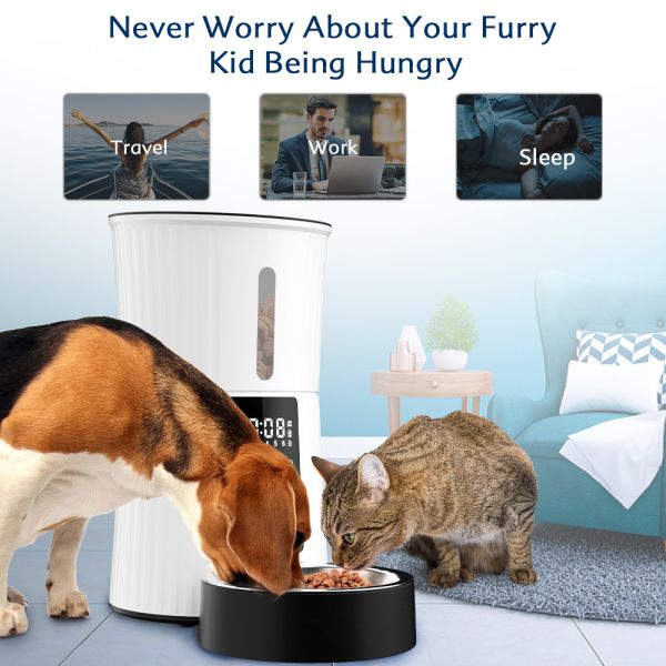 Smart Automatic Stainless Steel & Plastic Eco-Friendly Pet Food Dispenser for Dogs Remote Control Timed Dog Food Feeder