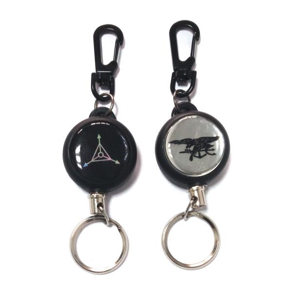 Airport / Hotel Black Retractable Id Card Reel With 60Cm Length Nylon Cord